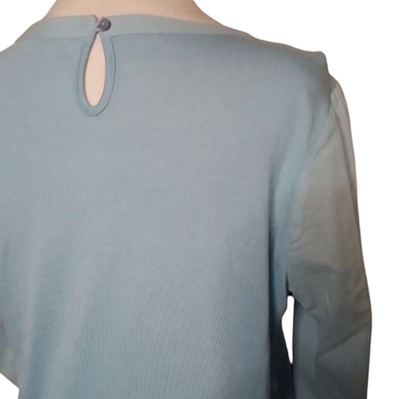 Boden Light Blue White Floral Embroidery Cotton Ruched 1/2 Sleeve Blouse Size 2 - Picture 6 of 9